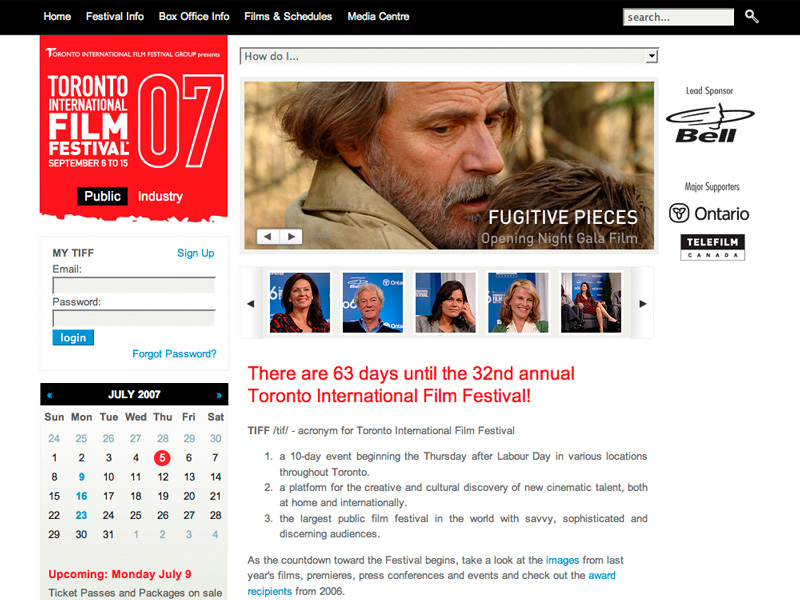 Toronto International Film Festival '07 Website