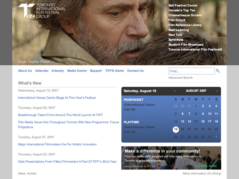 Toronto International Film Festival Group Website