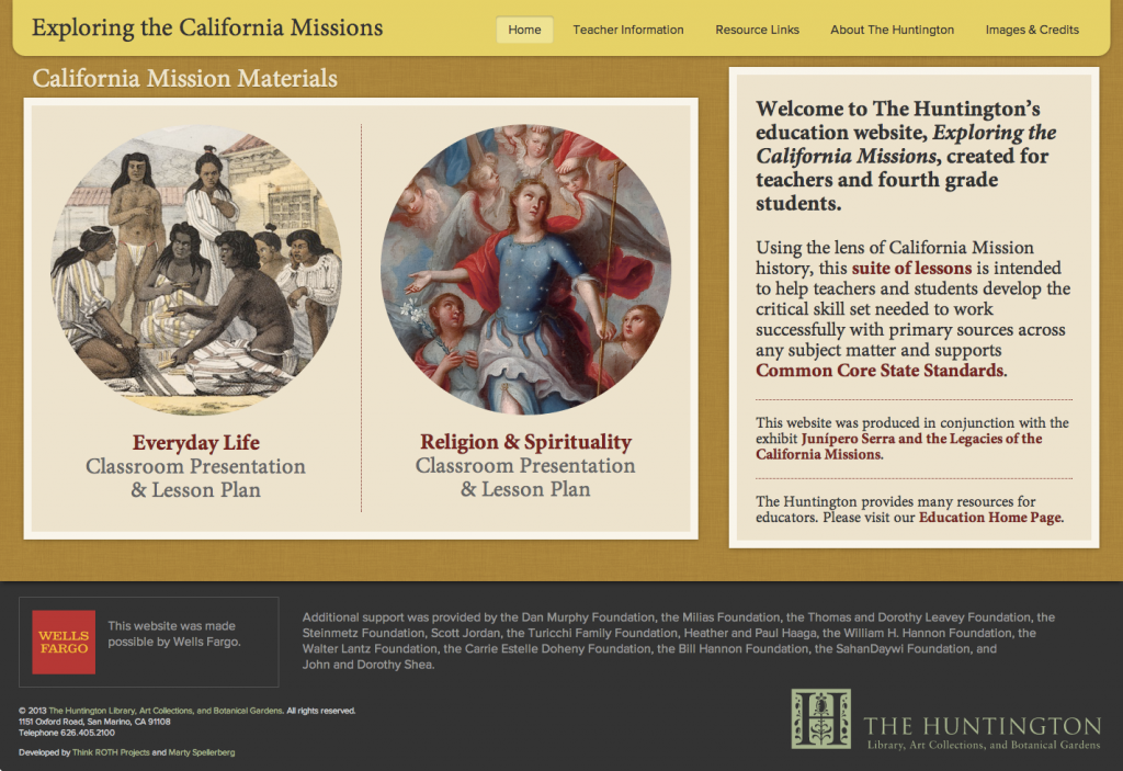 Exploring the California Missions website