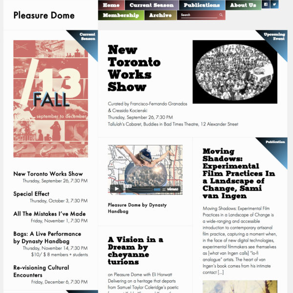 Website redesign for Pleasure Dome Film & Video – Spellerberg Associates