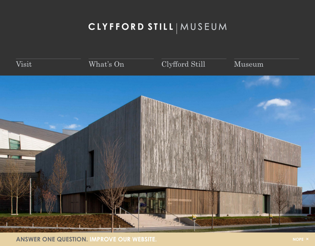 Clyfford Still homepage with VMS closed
