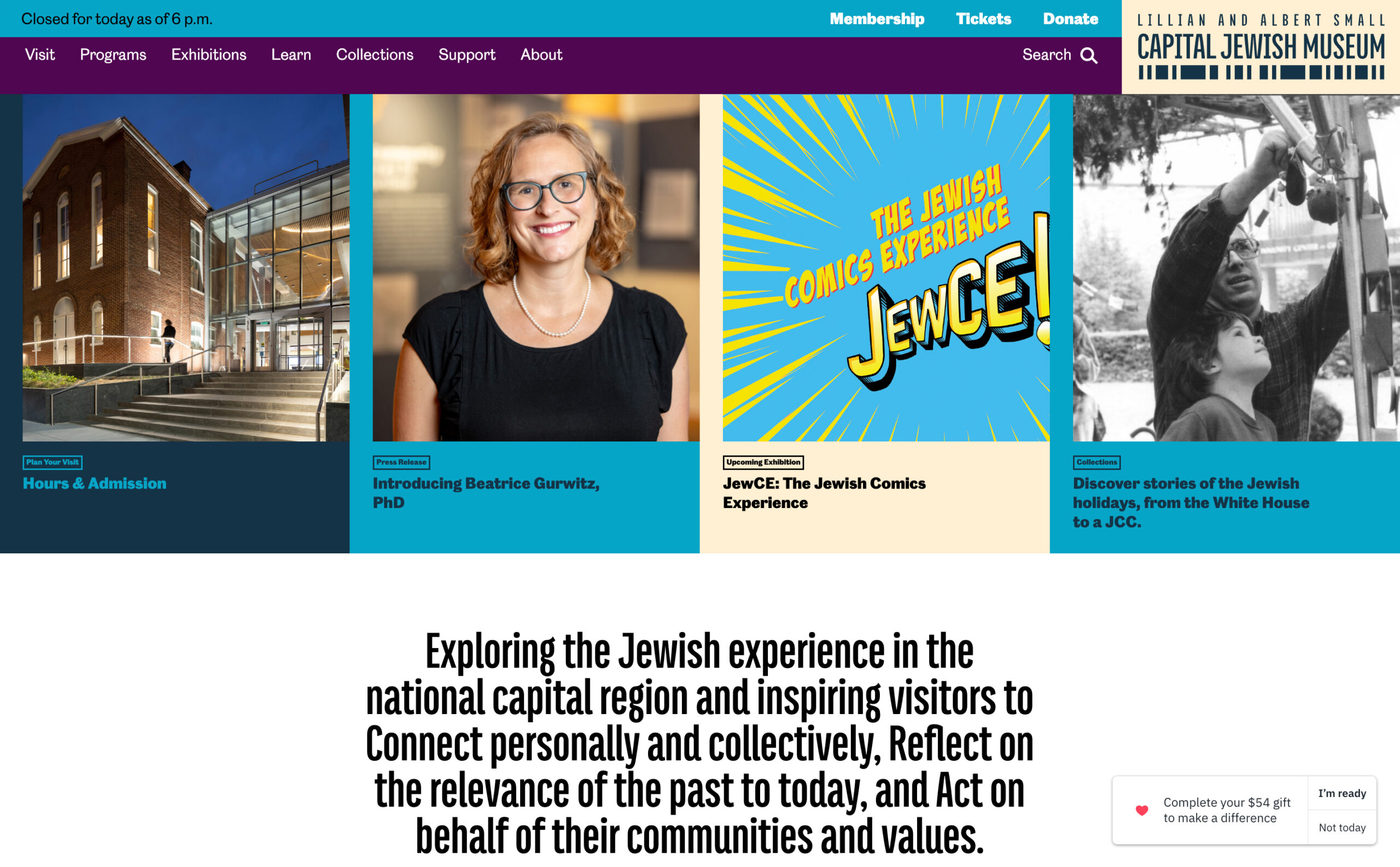 Screenshot of the Capital Jewish Museum homepage
