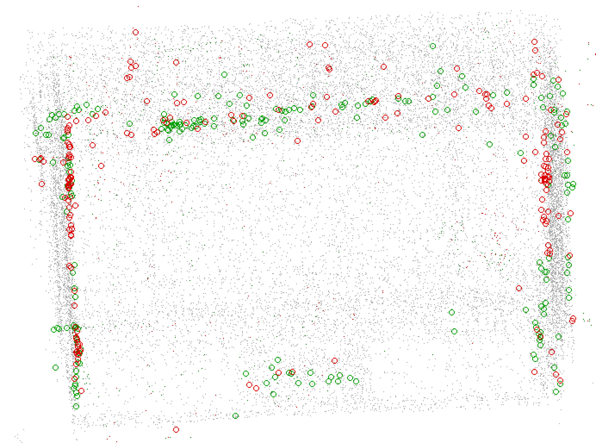 Dots illustrating the edges of a room