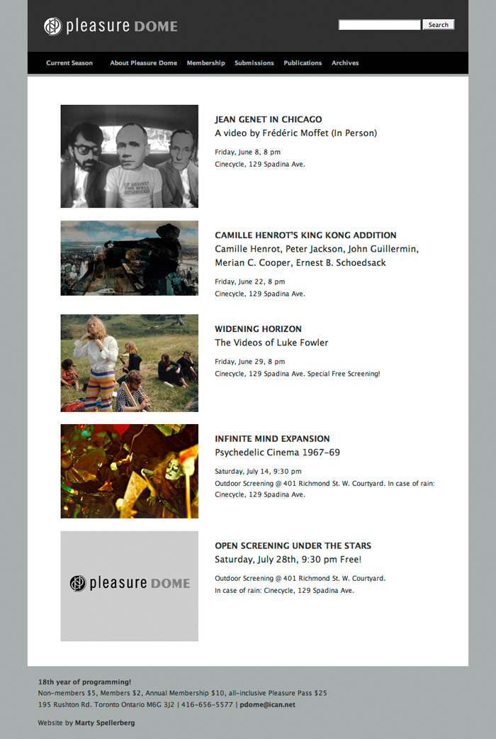 Website for Pleasure Dome
